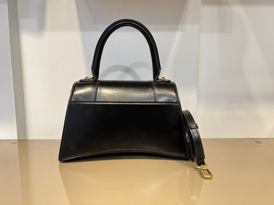 Balenciaga 黑牛皮Hourglass金釦手提肩斜背包-1