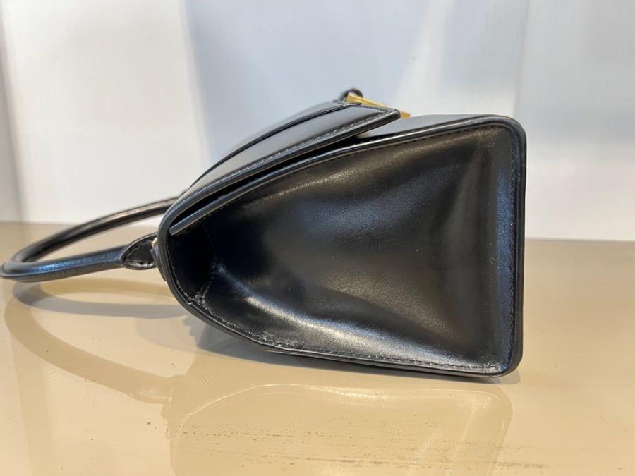 Balenciaga 黑牛皮Hourglass金釦手提肩斜背包-5