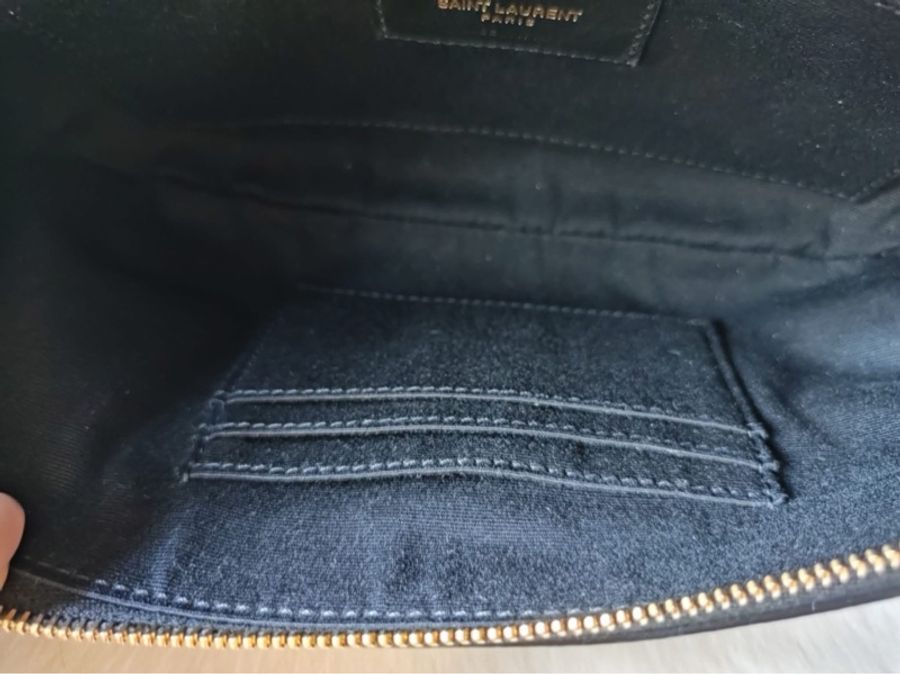 YSl 黑金 荔枝牛皮 胸口 腰包-15