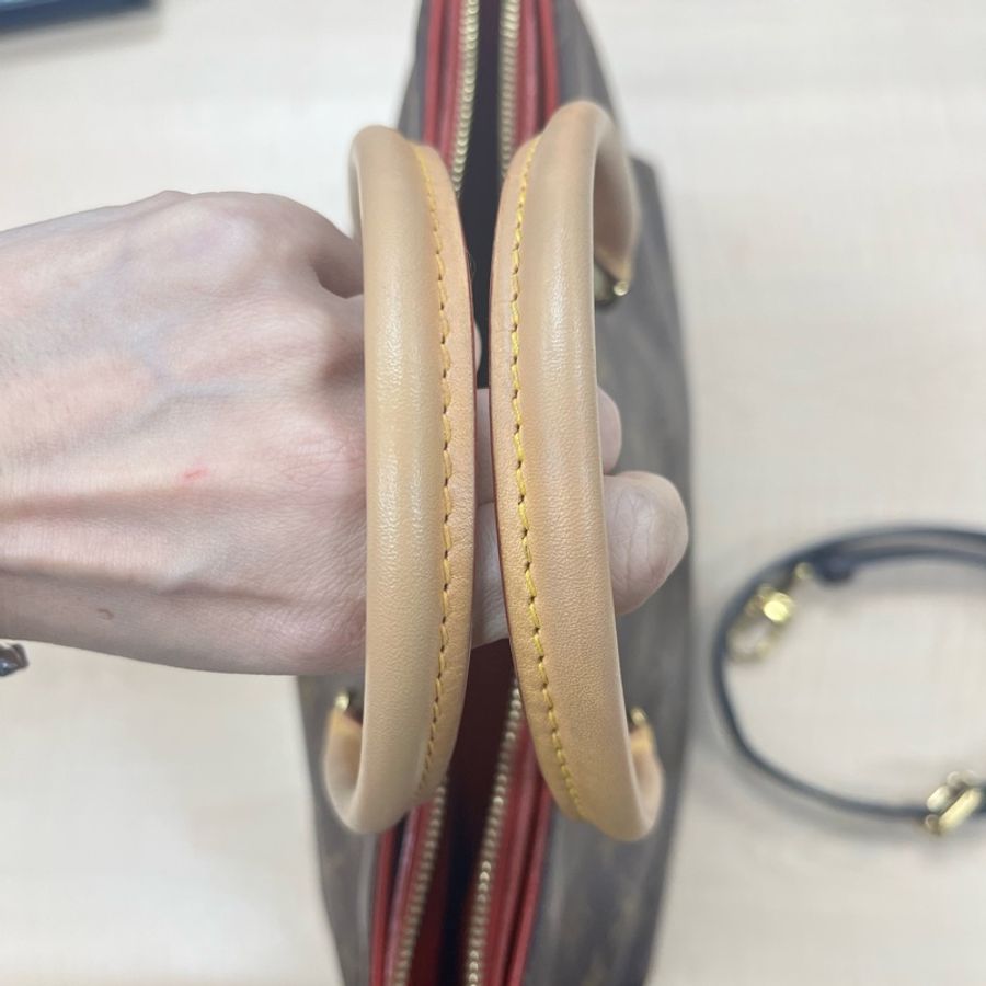LOUIS VUITTON LV 棕色 紅色 原花 PALLAS 兩用包#價格直接買原廠揹帶都划算#-14