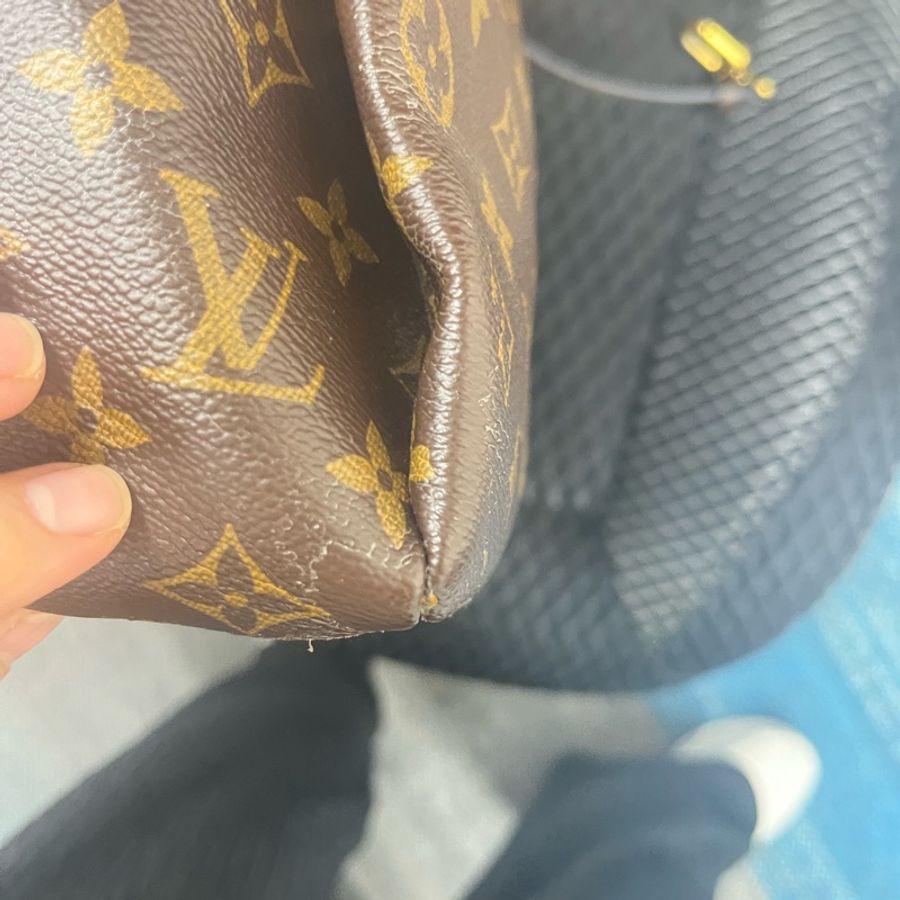 LOUIS VUITTON LV 棕色 紅色 原花 PALLAS 兩用包#價格直接買原廠揹帶都划算#-19