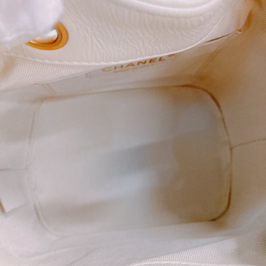 MS0432 Chanel 香奈兒 抽繩水桶 牛皮 象牙白色 奶油白色 金扣 CC Bucket Drawstring Bag Small Calfskin Ivory x GHW-13