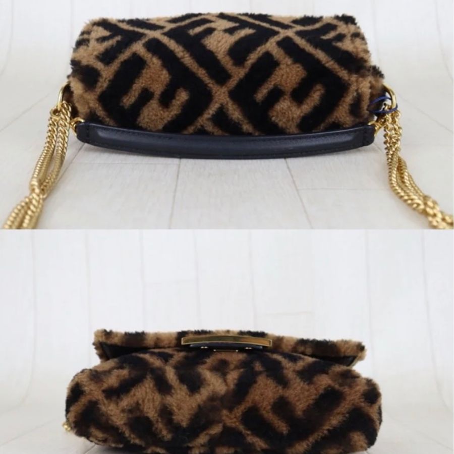 「JL精品代購」98新 Fendi Baguette 泰迪毛毛法棍包-4