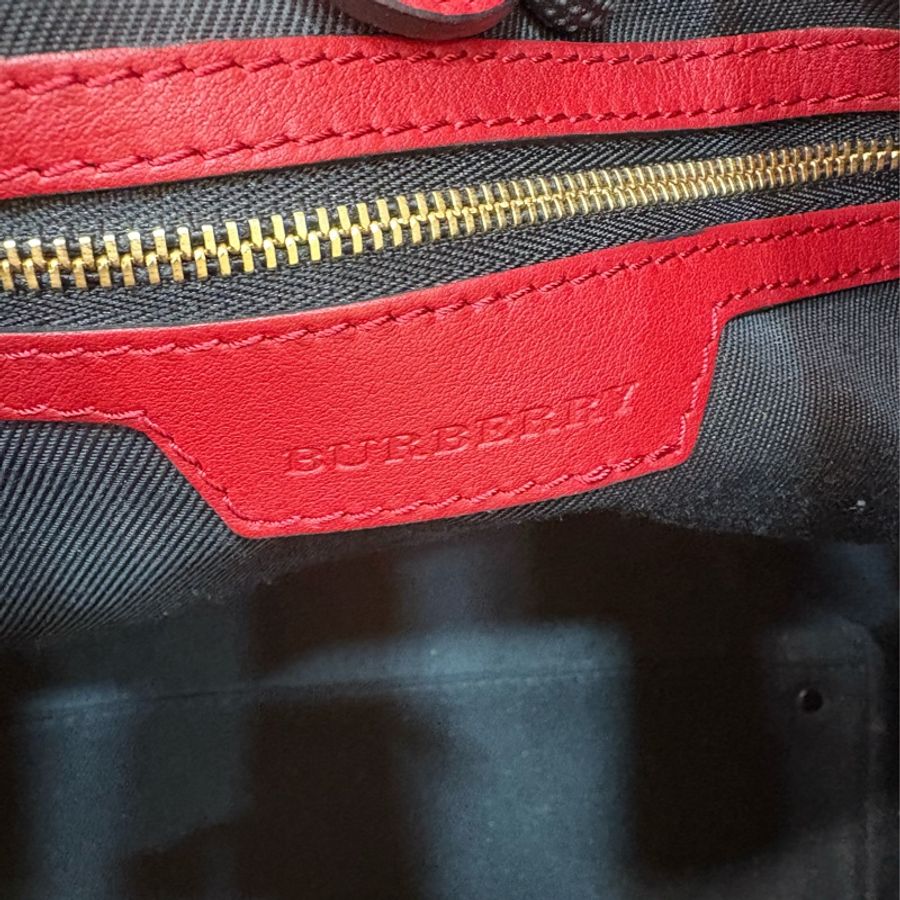 Burberry 經典托特包 肩背包 -戰馬格紋織布 拼接皮革-8