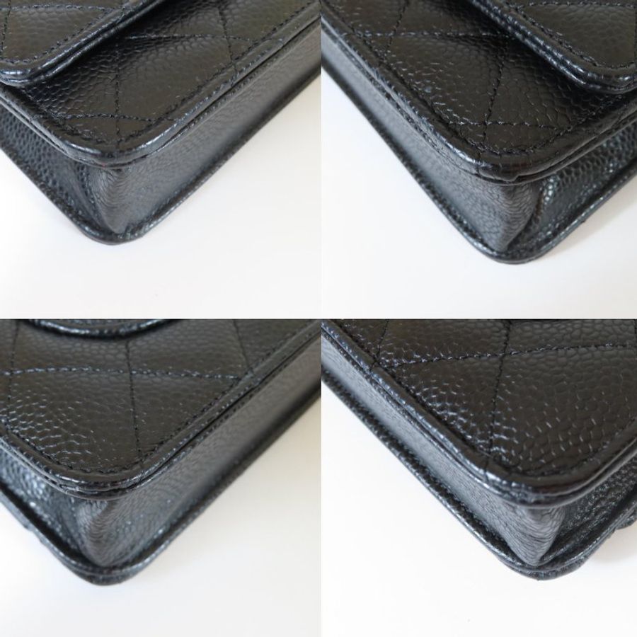 【巴黎站二手名牌專賣店】＊現貨＊CHANEL 香奈兒 真品＊AP0250黑荔枝皮革銀雙C WOC鏈帶包 肩背包-4