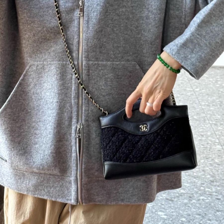 Chanel 25K 31bag nano 拼亮閃閃毛呢款-4