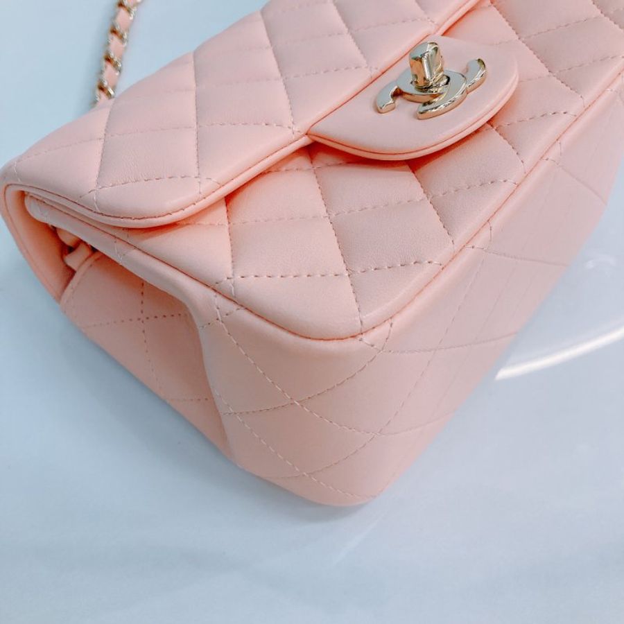 MS0439 Chanel 香奈兒 經典 17Cm 迷你號 方胖子 羊皮 肉粉色 金扣 Classic Flap Mini Square Lambskin Nude x GHW-5