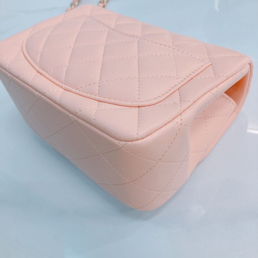 MS0439 Chanel 香奈兒 經典 17Cm 迷你號 方胖子 羊皮 肉粉色 金扣 Classic Flap Mini Square Lambskin Nude x GHW-8