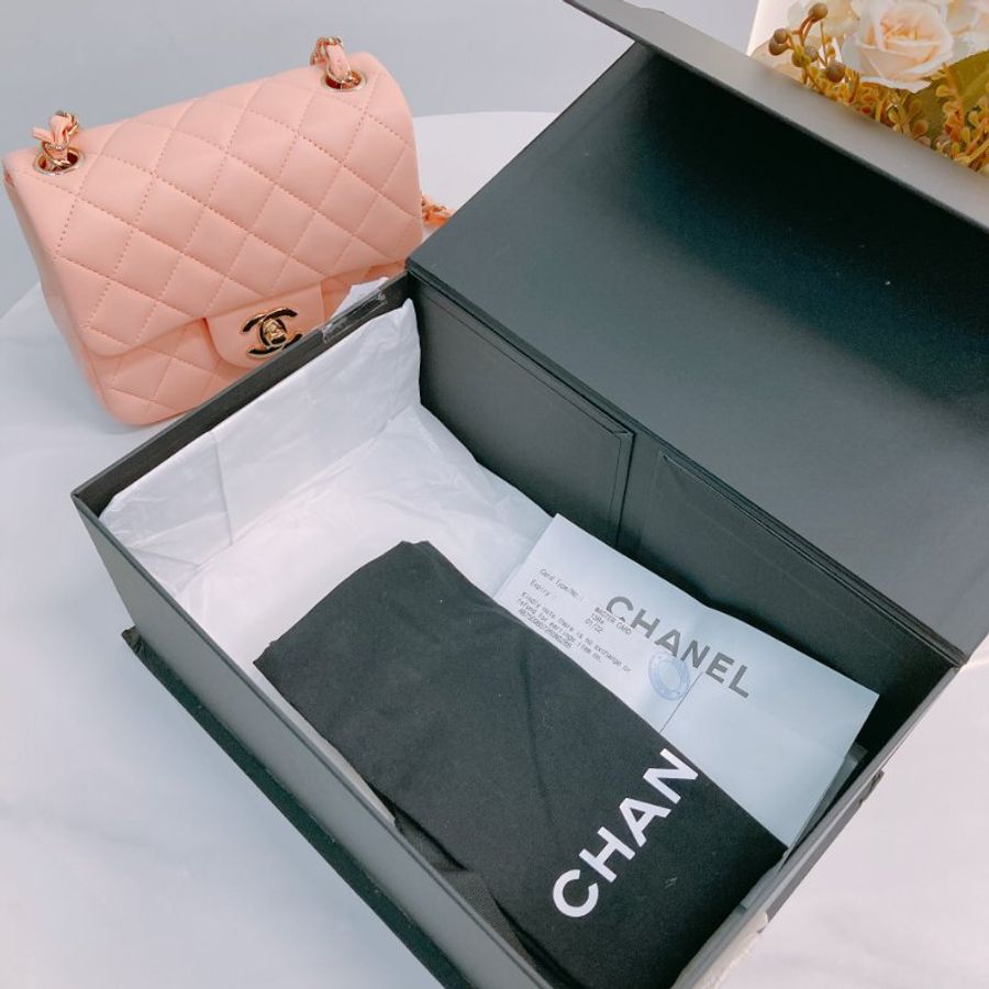 MS0439 Chanel 香奈兒 經典 17Cm 迷你號 方胖子 羊皮 肉粉色 金扣 Classic Flap Mini Square Lambskin Nude x GHW-14