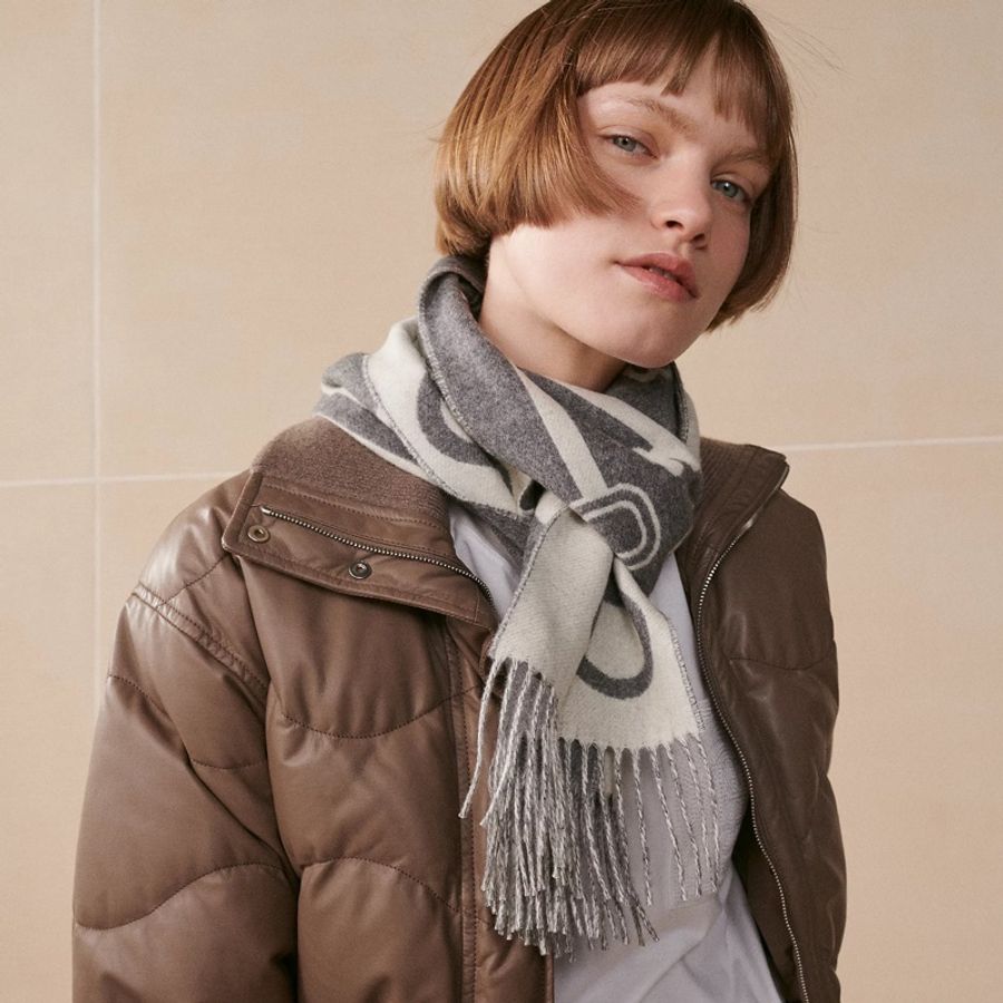 禮物特選 Hermes 愛馬仕 純羊絨圍巾 頸巾 muffler 新款鎖頭 cashmere 全新連盒連影印單-2