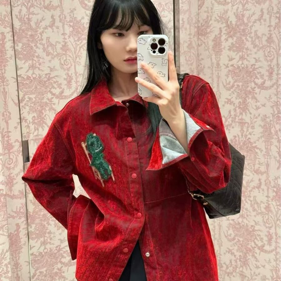 98新Dior/迪奧 Otani Workshop龍年限定 植絨滿印 Logo夾克外套,尺寸:44碼-2