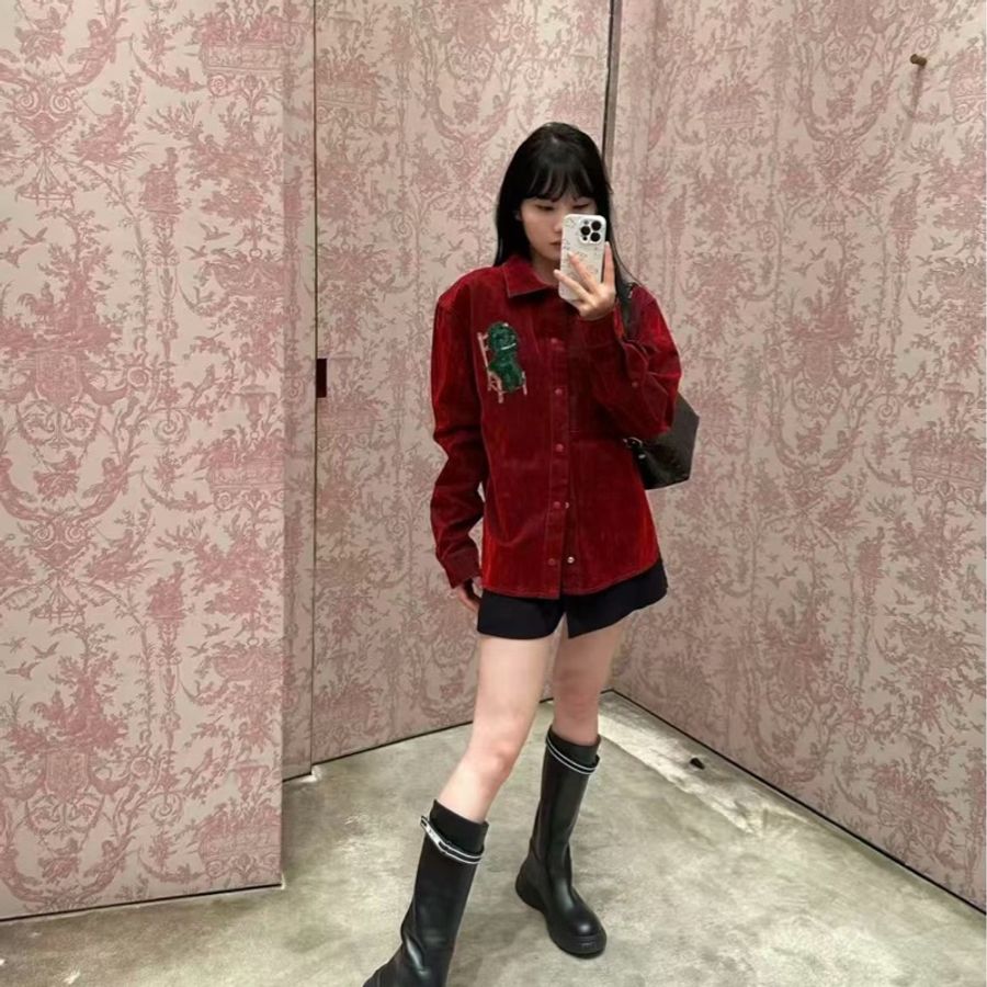 98新Dior/迪奧 Otani Workshop龍年限定 植絨滿印 Logo夾克外套,尺寸:44碼-3