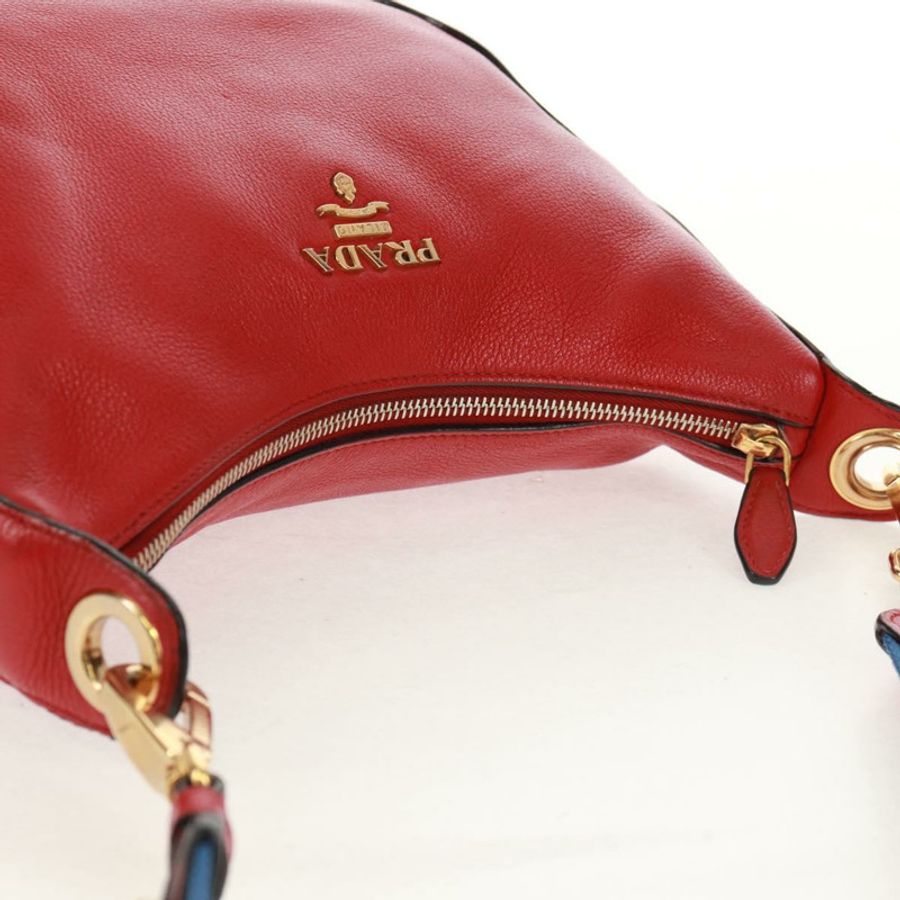 【日本直送】PRADA 紅色金色皮革肩背包,正品編號 159088V-5