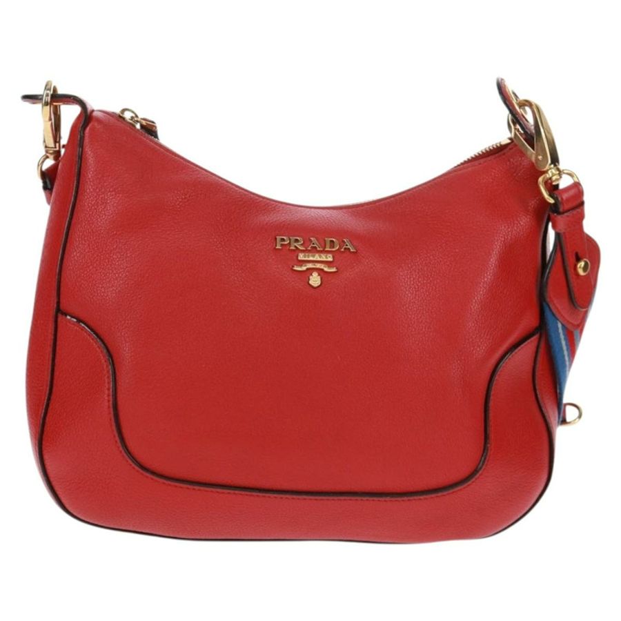 【日本直送】PRADA 紅色金色皮革肩背包,正品編號 159088V-12