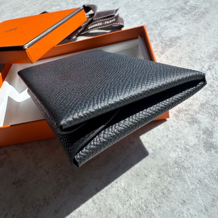 Hermès 愛馬仕 Calvi duo卡套 黑-4