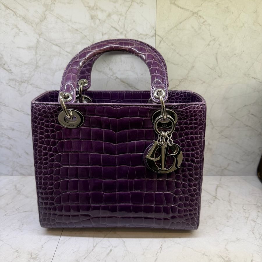 Dior 紫色 鱷魚皮黛妃包-0