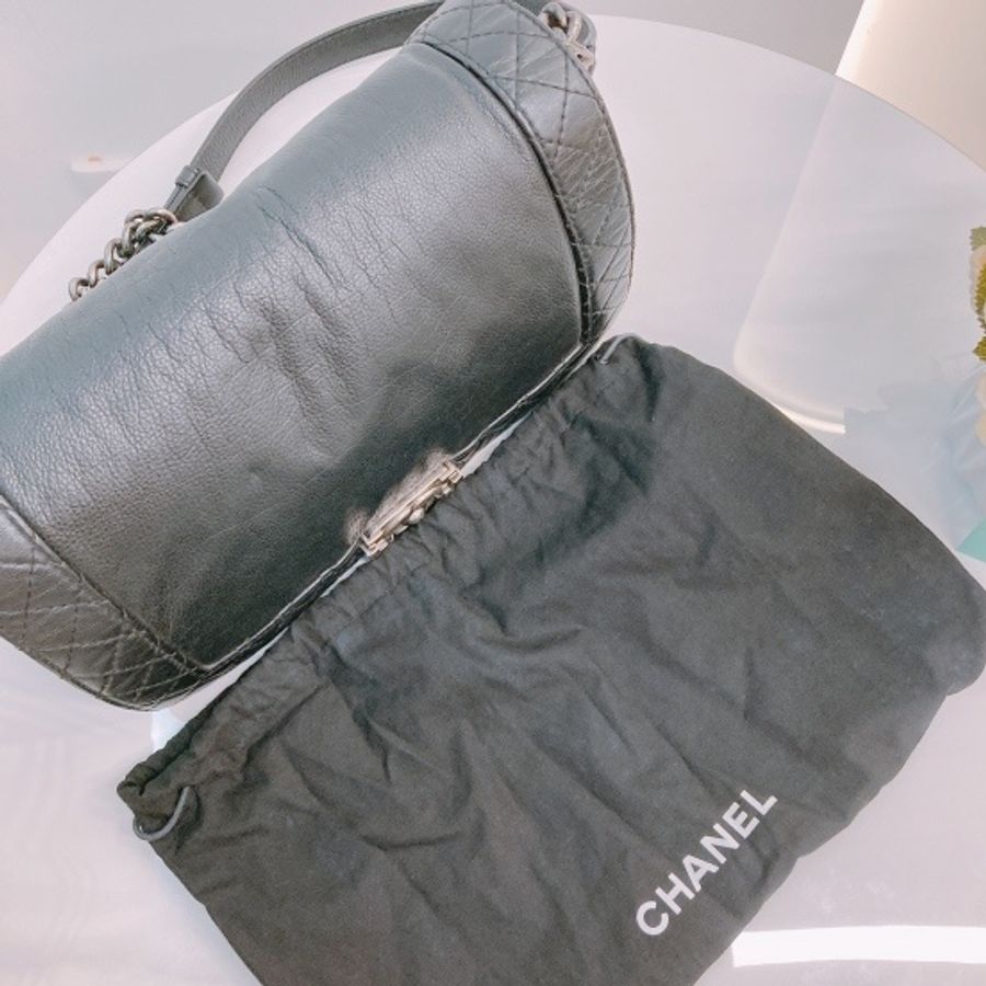 MS0445 Chanel 香奈兒黑色小型牛皮斜背包Boy Reverso 28cm Aged Calfskin Black X PHW-51