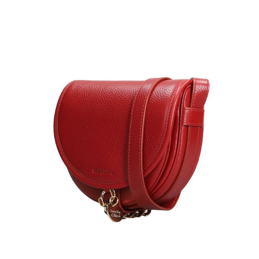 See By Chloe Small Mara Saddle Crossbody Bag for Women in Dreamy Red (CHS23WSB39E15-635)-1