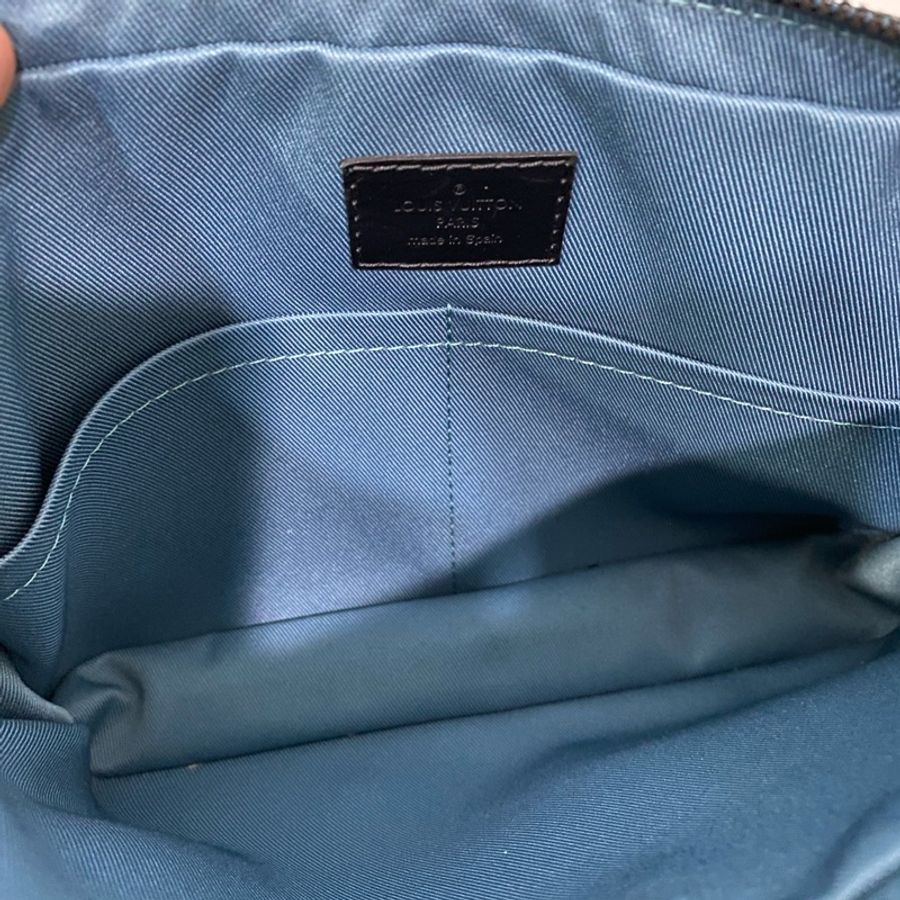 Louis Vuitton 黑棋盤格帆布拉鍊郵差包-4