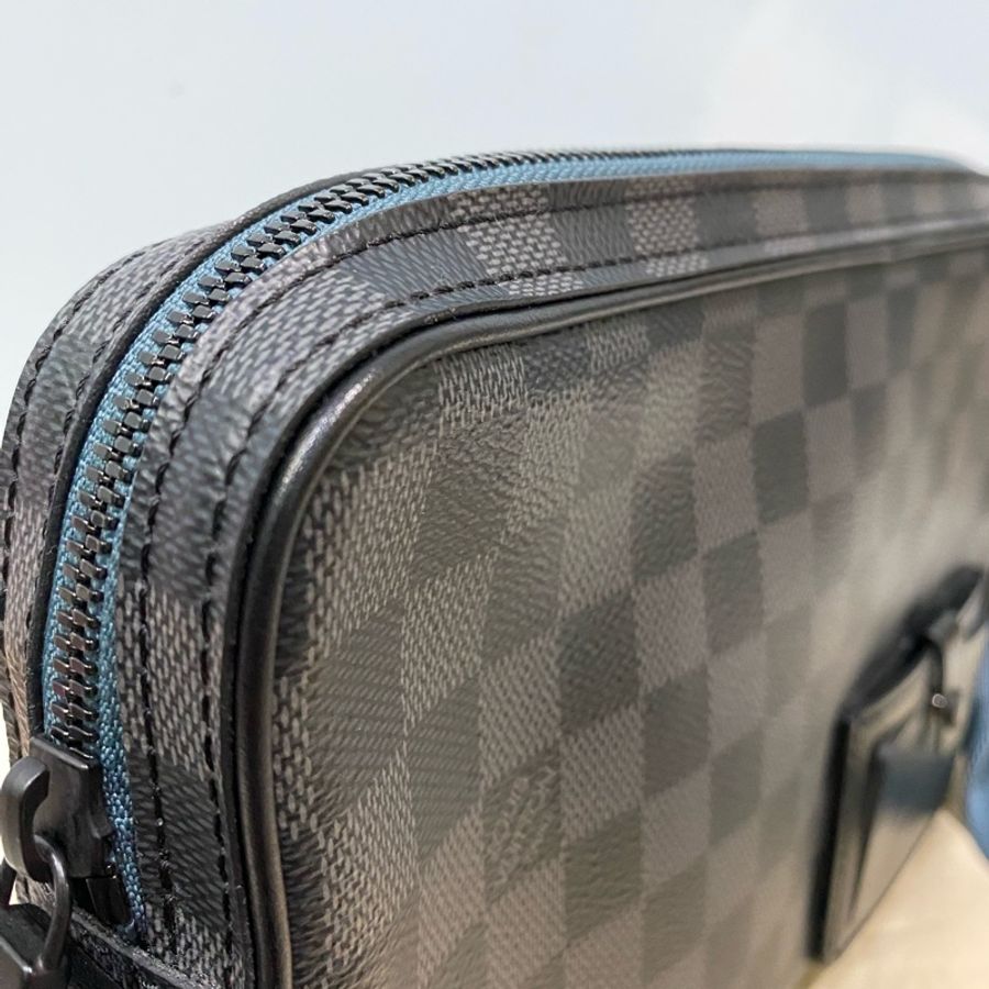 Louis Vuitton 黑棋盤格帆布拉鍊郵差包-14