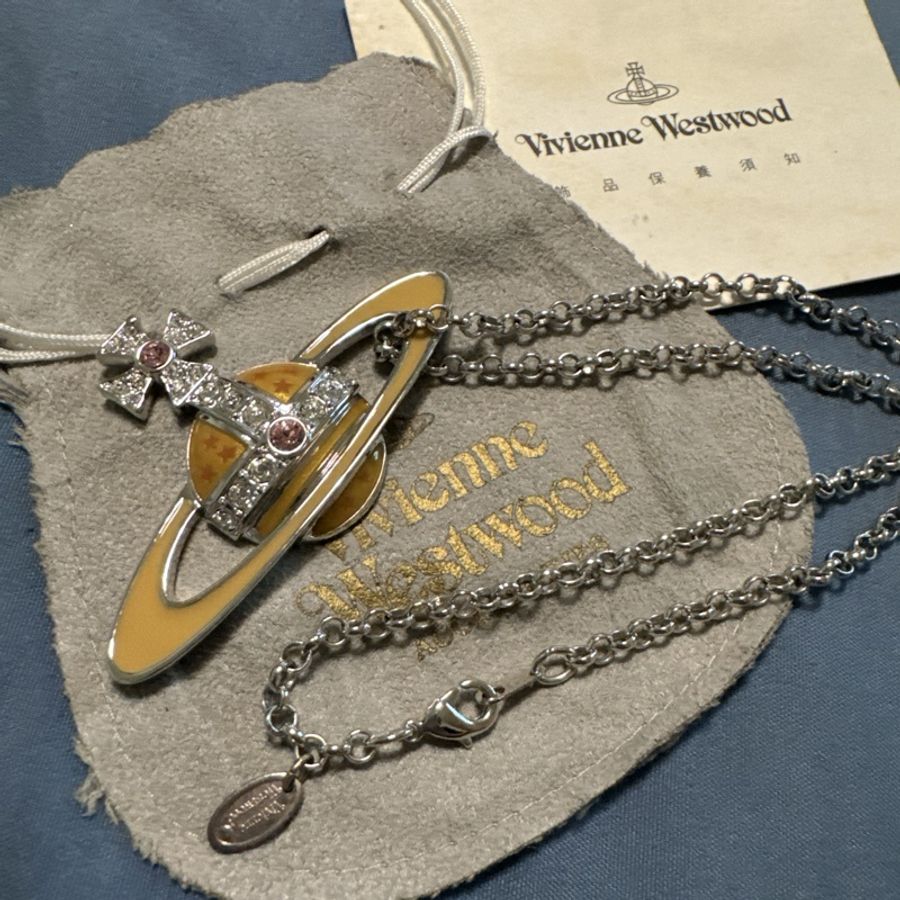 Vivienne Westwood 粉色大土星Logo 項鍊(絕版溢價款)(近全新)-0