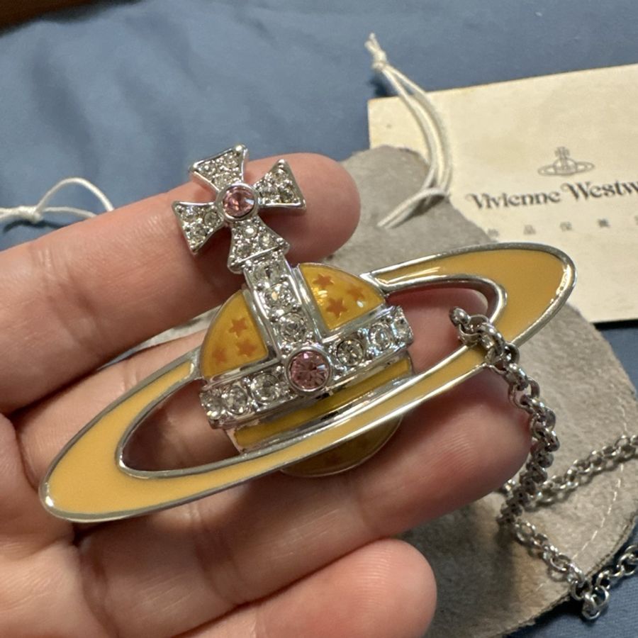 Vivienne Westwood 粉色大土星Logo 項鍊(絕版溢價款)(近全新)-6