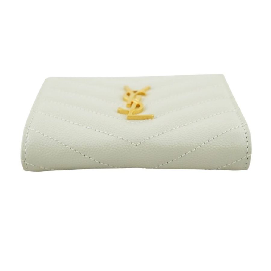 YSL Saint Laurent 聖羅蘭 Monogram粒面壓紋皮革兩摺錢包 皮夾 短夾-4