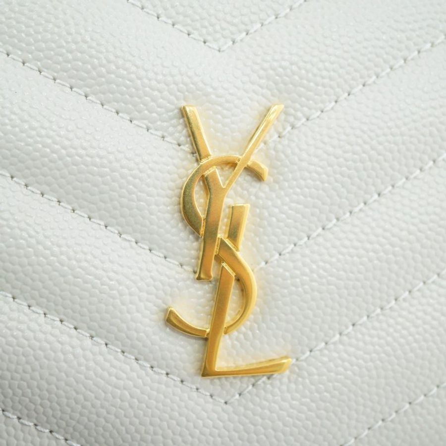 YSL Saint Laurent 聖羅蘭 Monogram粒面壓紋皮革兩摺錢包 皮夾 短夾-18