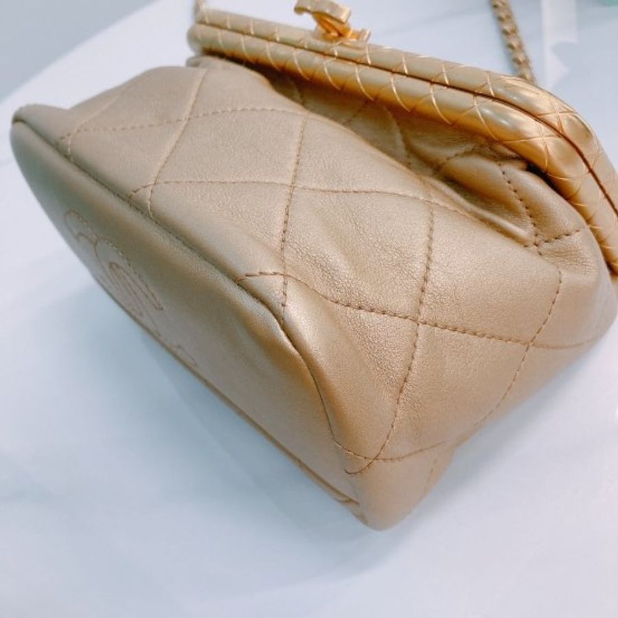 MS0444 Chanel 香奈兒 小羊皮 香檳金 手提肩背包 小號My Crush Bag Small Lambskin Metallic Gold x GHW-8