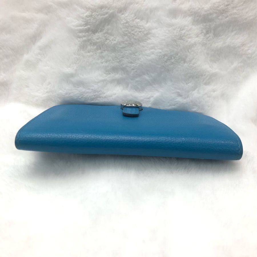 HERMÈS ever colour blue Dogon銀扣銀包 Stamp AXB917-4