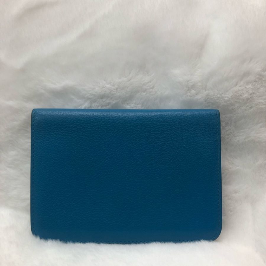HERMÈS ever colour blue Dogon銀扣銀包 Stamp AXB917-7