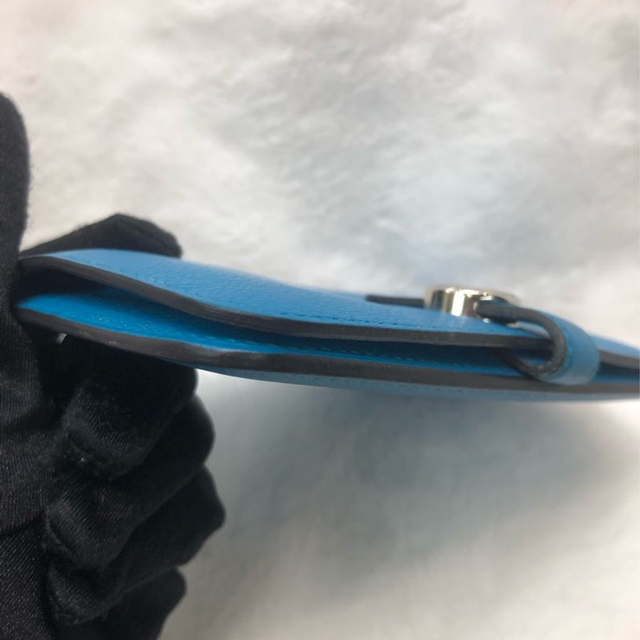 HERMÈS ever colour blue Dogon銀扣銀包 Stamp AXB917-15
