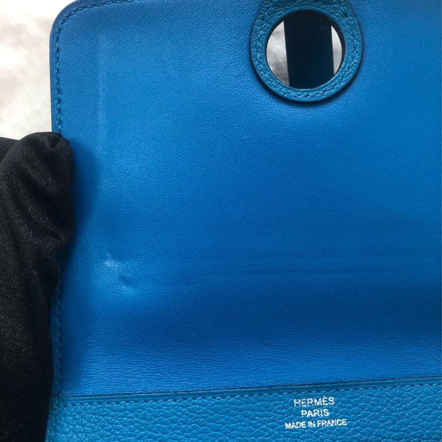 HERMÈS ever colour blue Dogon銀扣銀包 Stamp AXB917-19