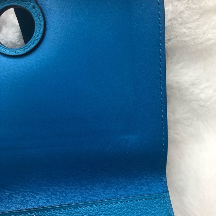 HERMÈS ever colour blue Dogon銀扣銀包 Stamp AXB917-21