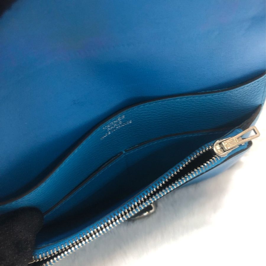 HERMÈS ever colour blue Dogon銀扣銀包 Stamp AXB917-24