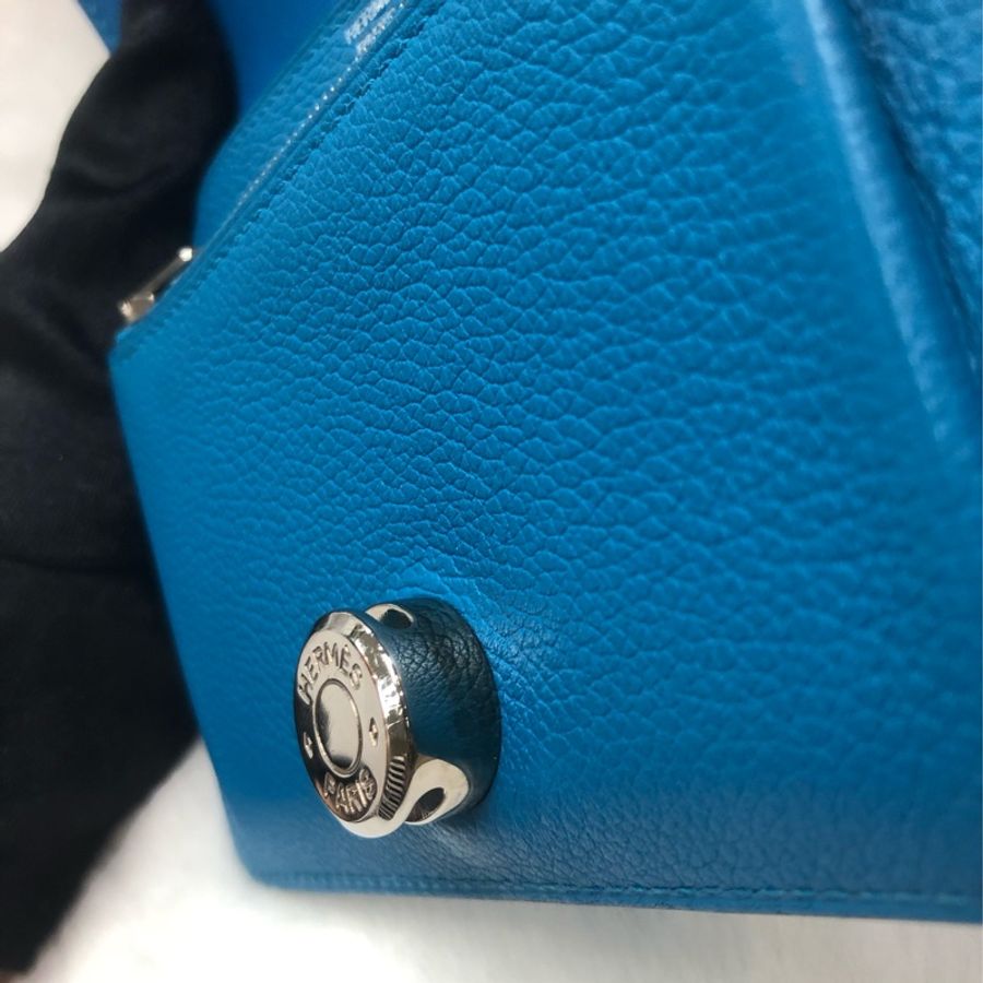 HERMÈS ever colour blue Dogon銀扣銀包 Stamp AXB917-36