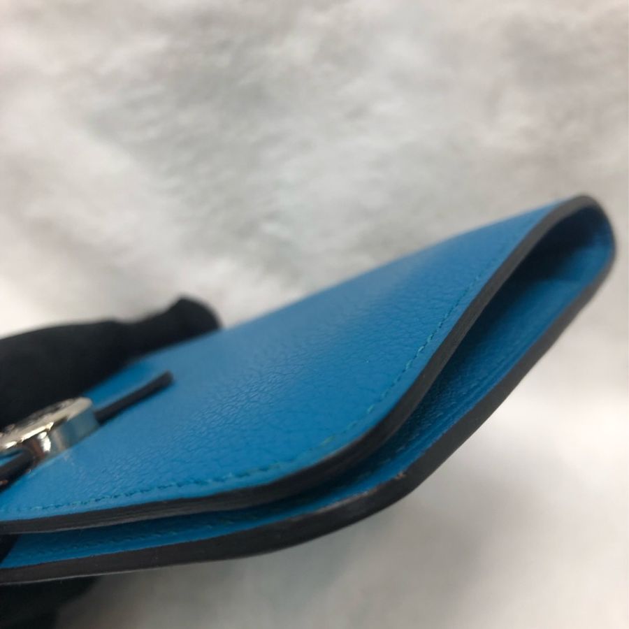 HERMÈS ever colour blue Dogon銀扣銀包 Stamp AXB917-46