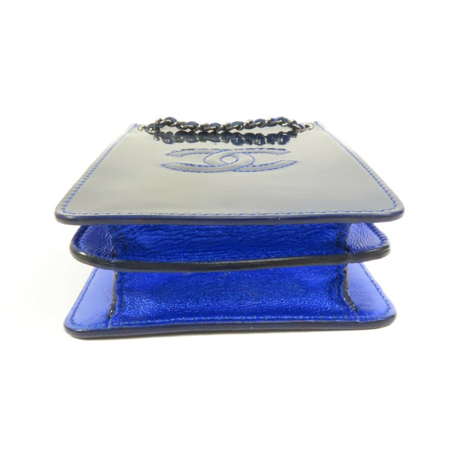 CHANEL 漆皮皮革Chain Shoulder銀扣鏈帶肩背袋-3