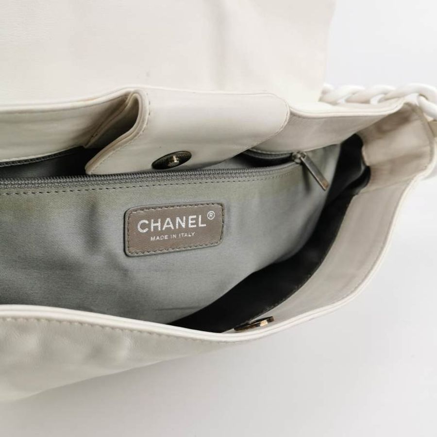 Chanel牛皮拼色雙C logo單肩包-7