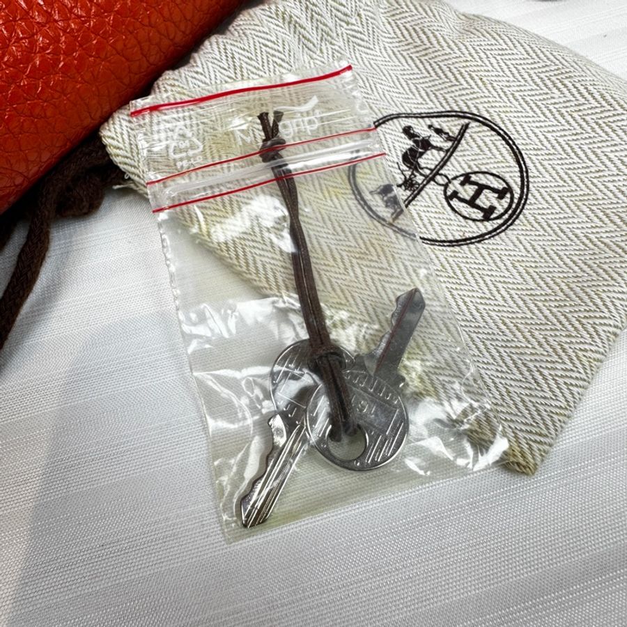 愛馬仕/Hermes Picotin Lock 22 橘色銀扣菜籃子手提水桶包 22x17x21cm-5