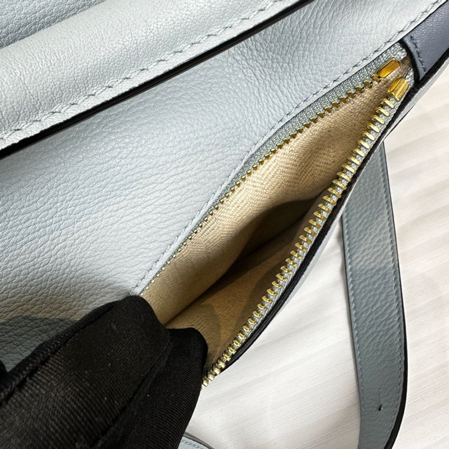 99新 羅意威/Loewe Puzzle Bag 小號藍色拼色幾何包手提斜背包 小牛皮24x16.5x10.5cm-7