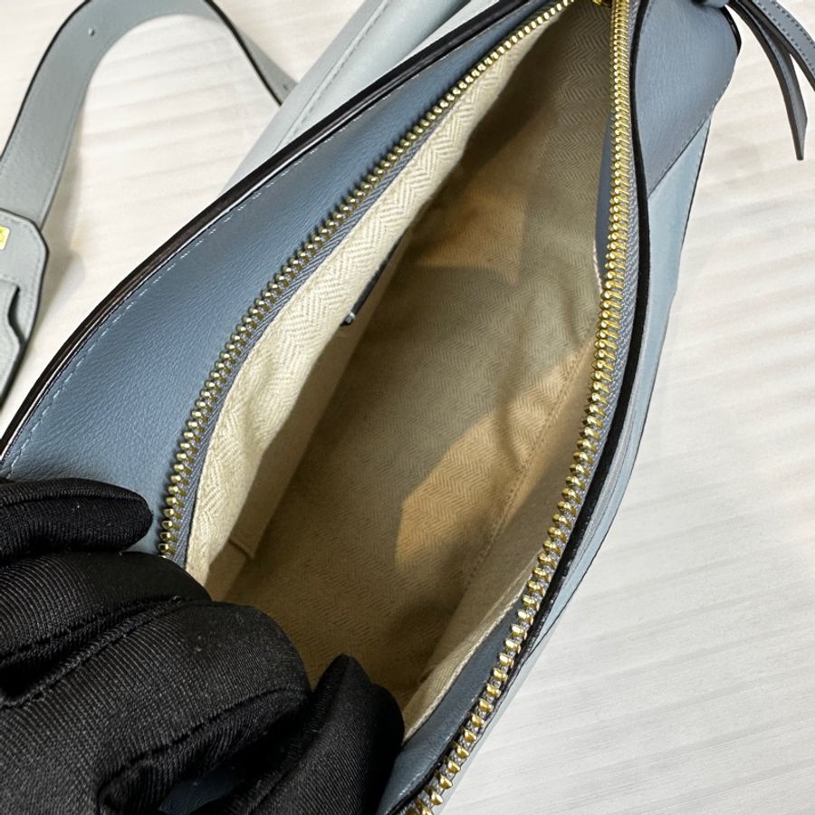 99新 羅意威/Loewe Puzzle Bag 小號藍色拼色幾何包手提斜背包 小牛皮24x16.5x10.5cm-13