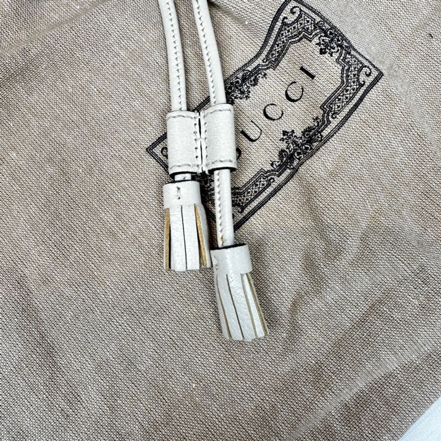 古馳/Gucci Ophidia GG Mini Bucket 金扣塗層帆布米色斜背袋水桶包16x11x19cm-7