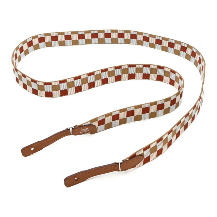 HERMES 帆布/皮革Strap銀扣肩背帶-1
