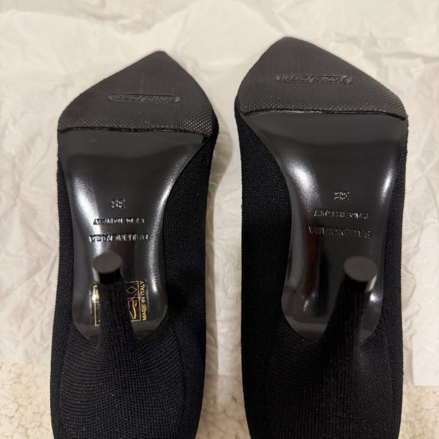 Balenciaga 尖頭黑色針織跟鞋 38號 99新配件塵袋-5