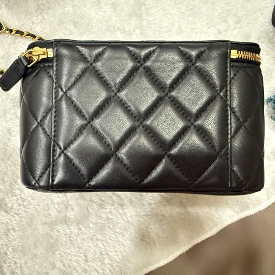 Chanel 香奈兒 黑色 愛心寶石款 長盒子 化妝箱 鏡子款-7