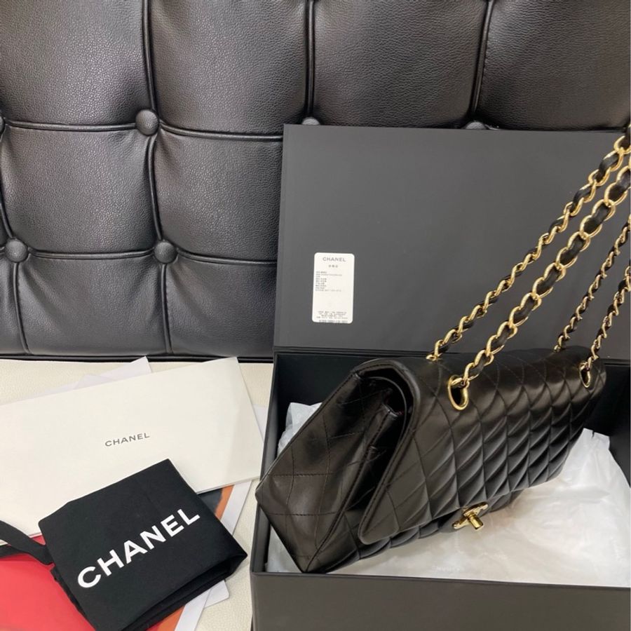 Chanel 黑金小羊皮Cf 中號-4
