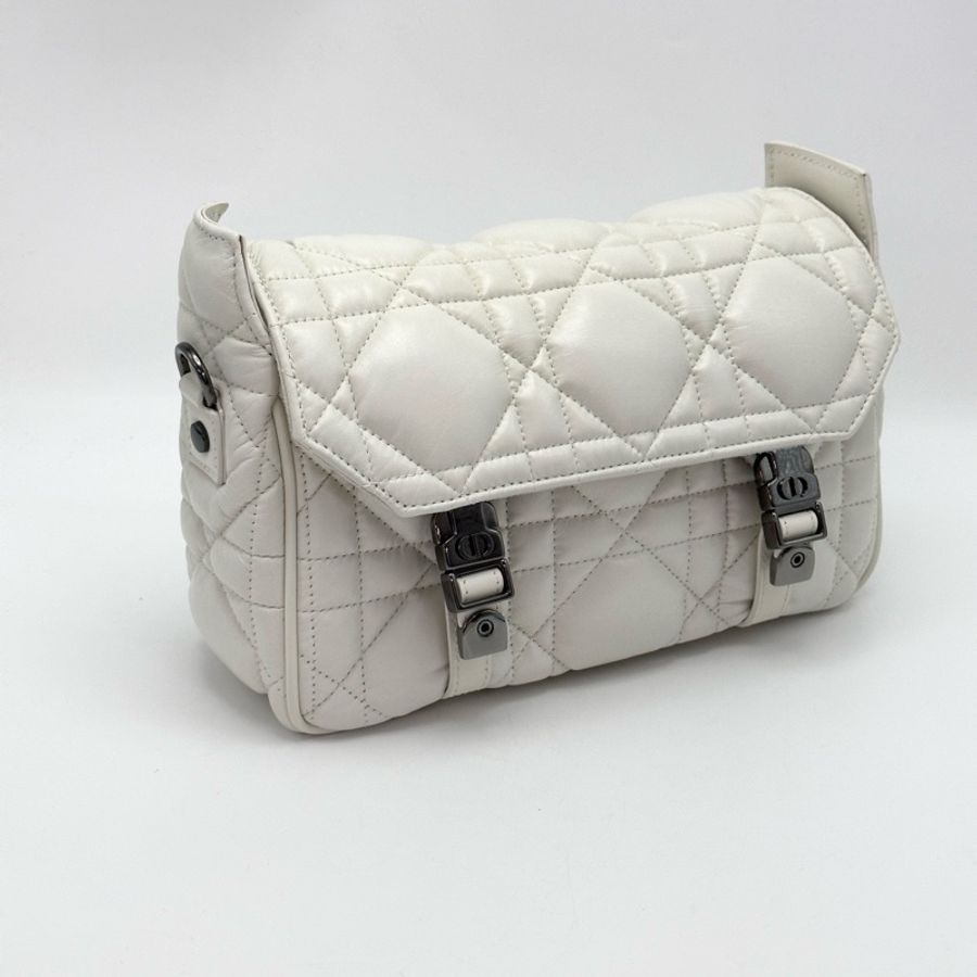 DIOR 米白色camp藤格紋肩背斜背郵差包23*15*8 98新配件塵袋-2