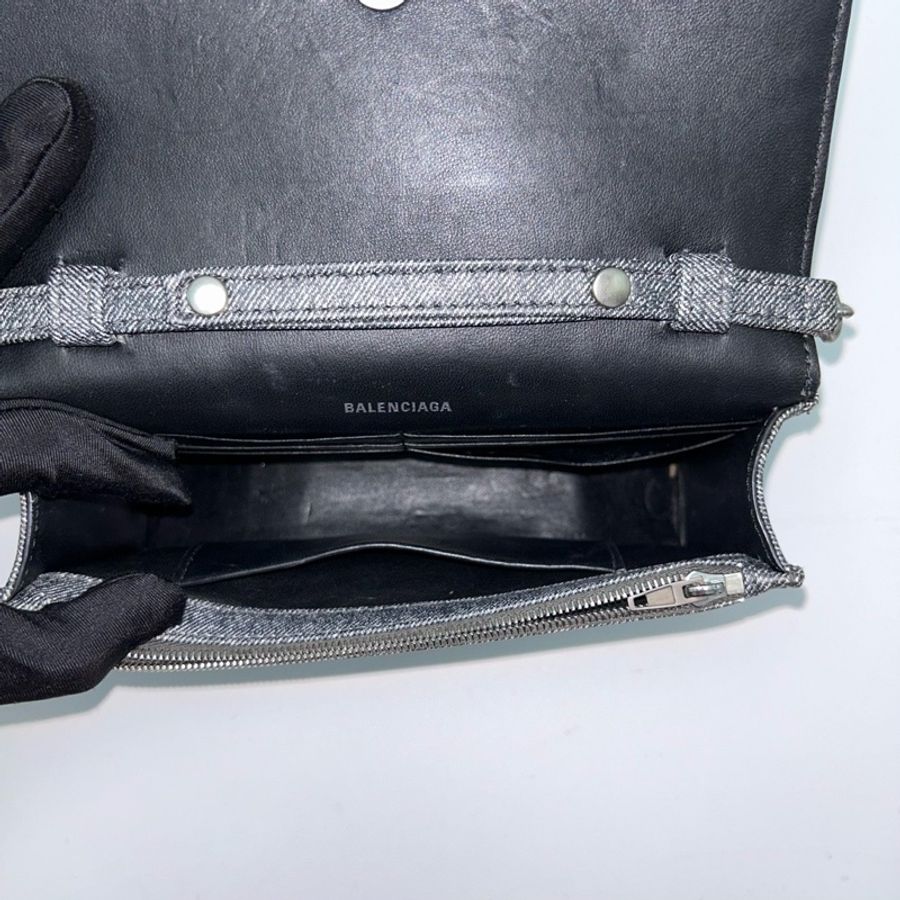 BALENCIAGA 黑灰色鏈條肩背斜背包19.5*11*5 98新配件塵袋-2