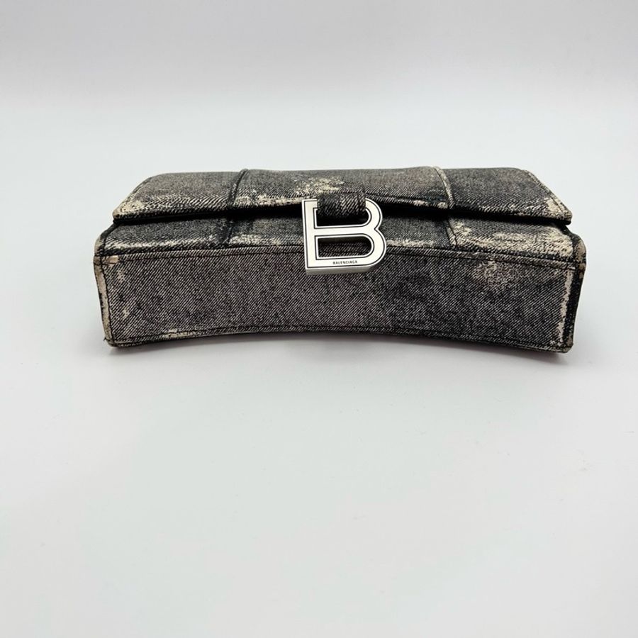 BALENCIAGA 黑灰色鏈條肩背斜背包19.5*11*5 98新配件塵袋-4